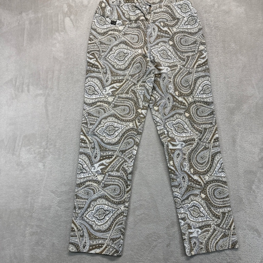 Lisette L Montreal Pants Womens 8 Paisley Pull On Brown Tan Boho Stretch Trouser